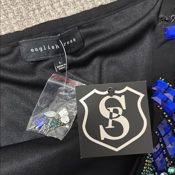 English Rose Embellished Black and Blue Skirt Sz L NWT - Picture 2 of 2